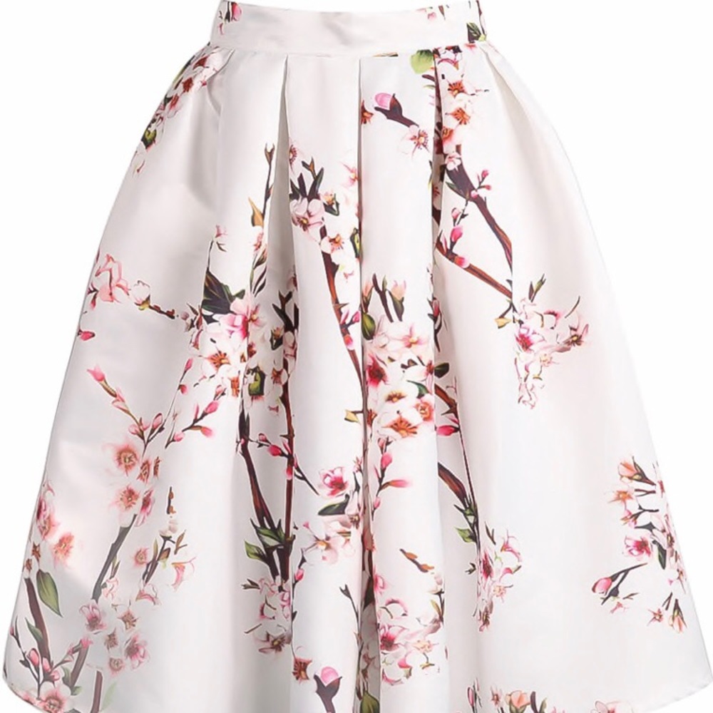 SHEIN Plum Blossom Print Flare Skirt